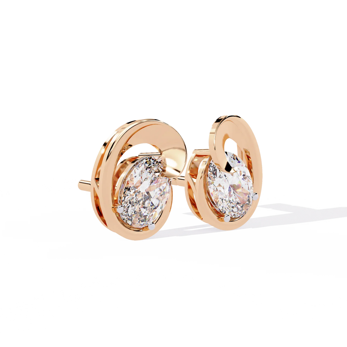 Aura Swirl Pear Solitaire Lab Grown Diamond Studs - Ophiratbf