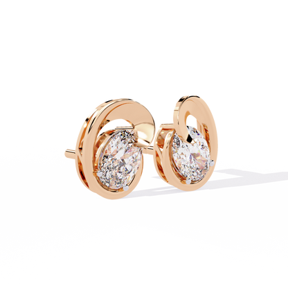 Aura Swirl Pear Solitaire Lab Grown Diamond Studs