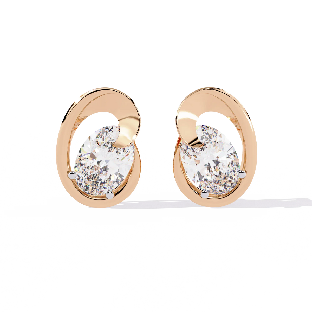 Aura Swirl Pear Solitaire Lab Grown Diamond Studs - Ophiratbf