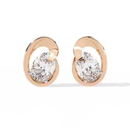 Aura Swirl Pear Solitaire Lab Grown Diamond Studs