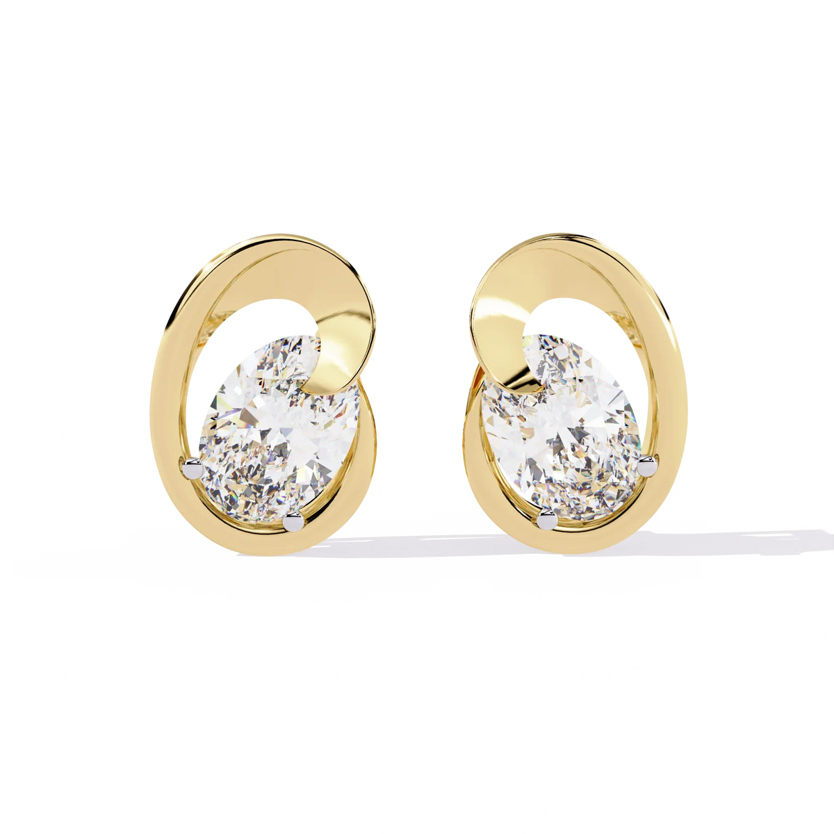Aura Swirl Pear Solitaire Lab Grown Diamond Studs - Ophiratbf