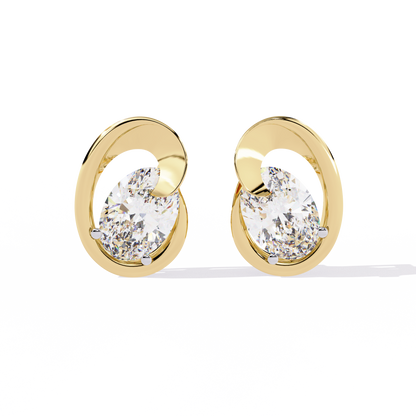 Aura Swirl Pear Solitaire Lab Grown Diamond Studs