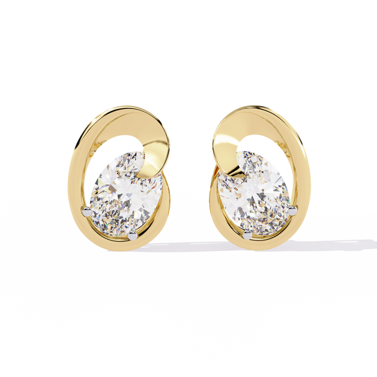 Aura Swirl Pear Solitaire Lab Grown Diamond Studs