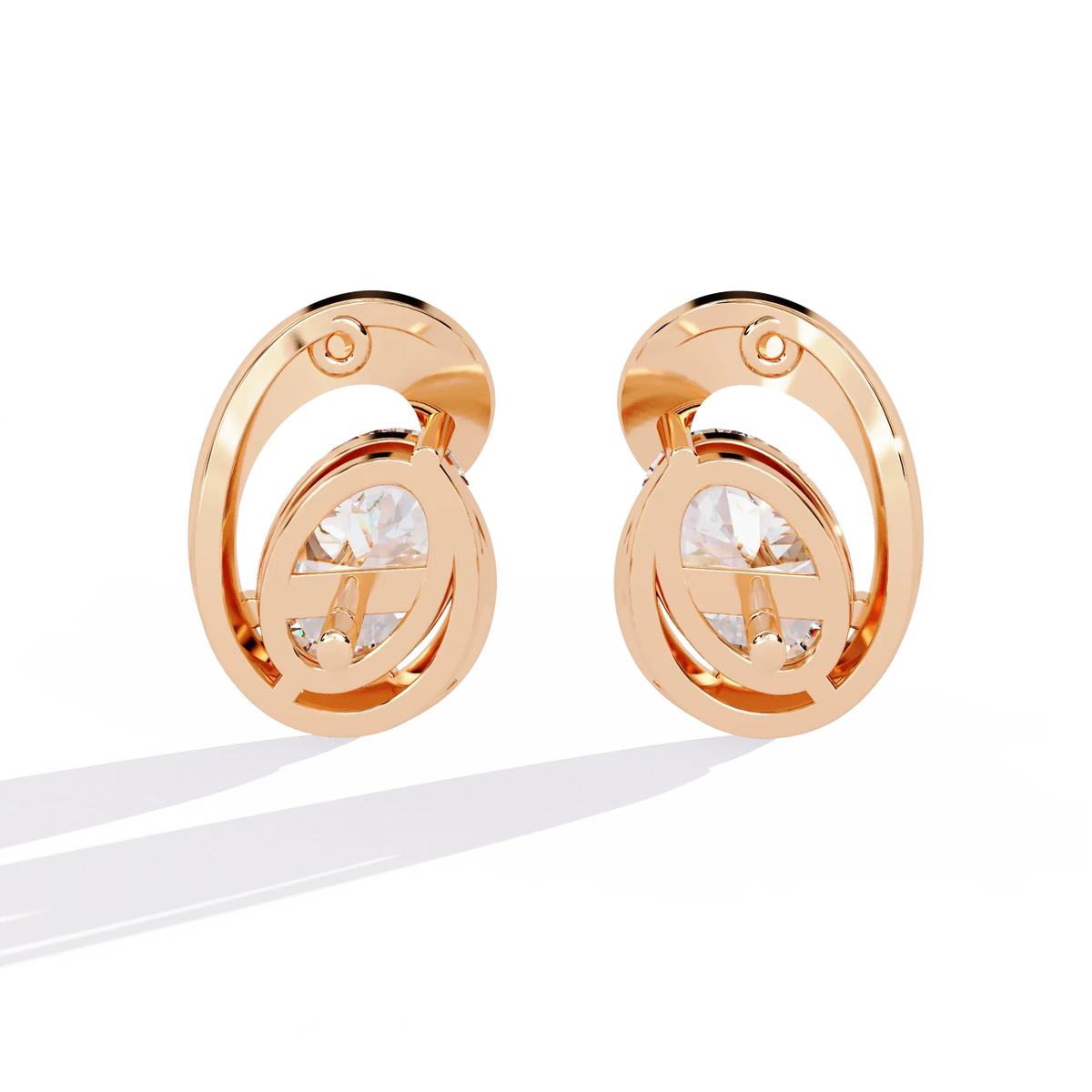 Aura Swirl Pear Solitaire Lab Grown Diamond Studs - Ophiratbf