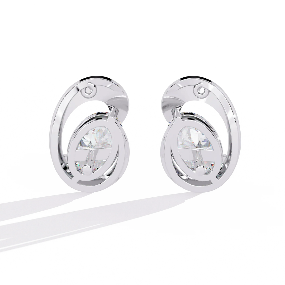 Aura Swirl Pear Solitaire Lab Grown Diamond Studs - Ophiratbf