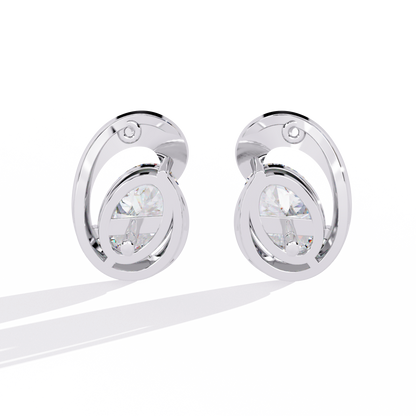Aura Swirl Pear Solitaire Lab Grown Diamond Studs