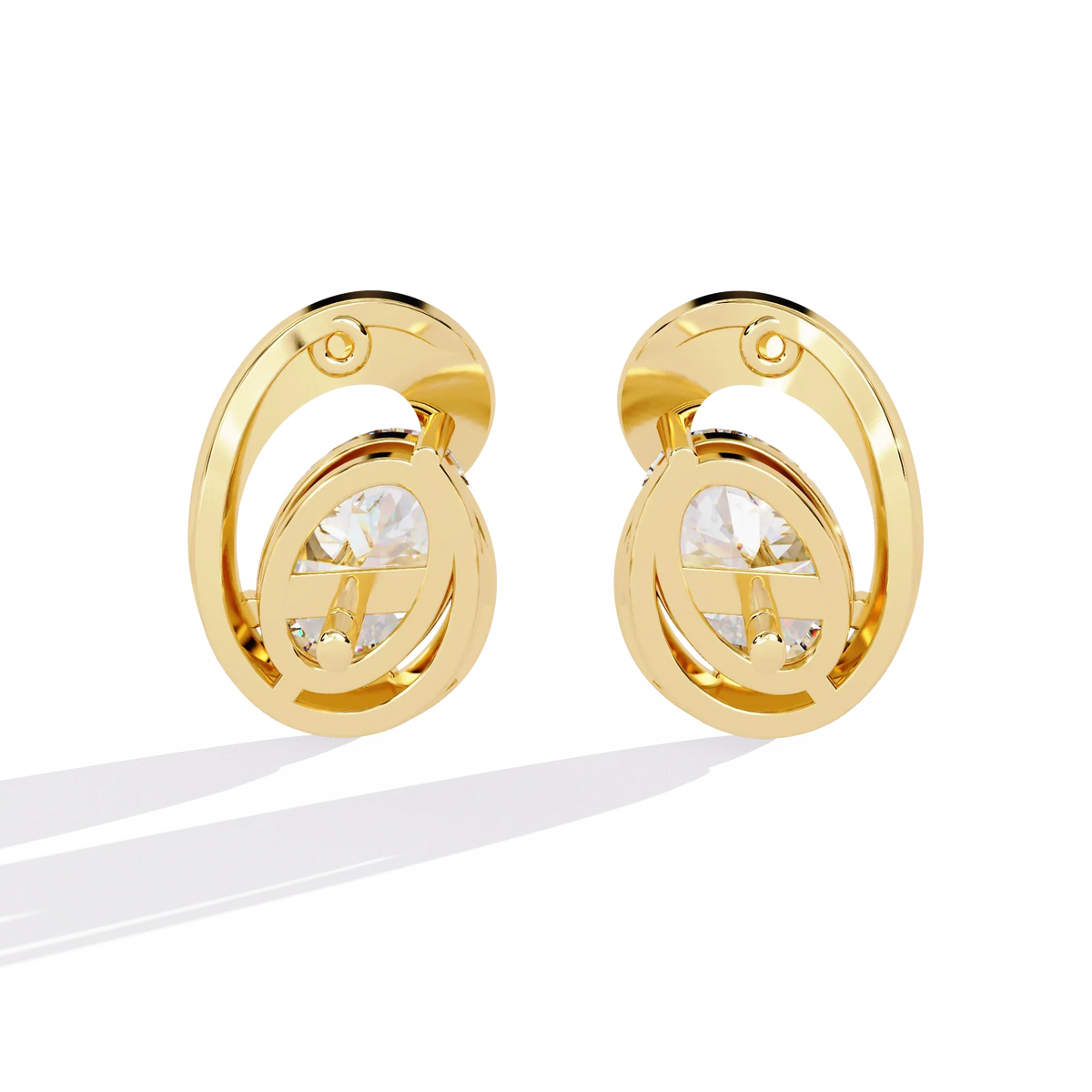 Aura Swirl Pear Solitaire Lab Grown Diamond Studs - Ophiratbf