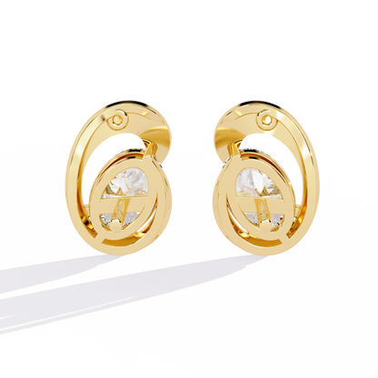 Aura Swirl Pear Solitaire Lab Grown Diamond Studs