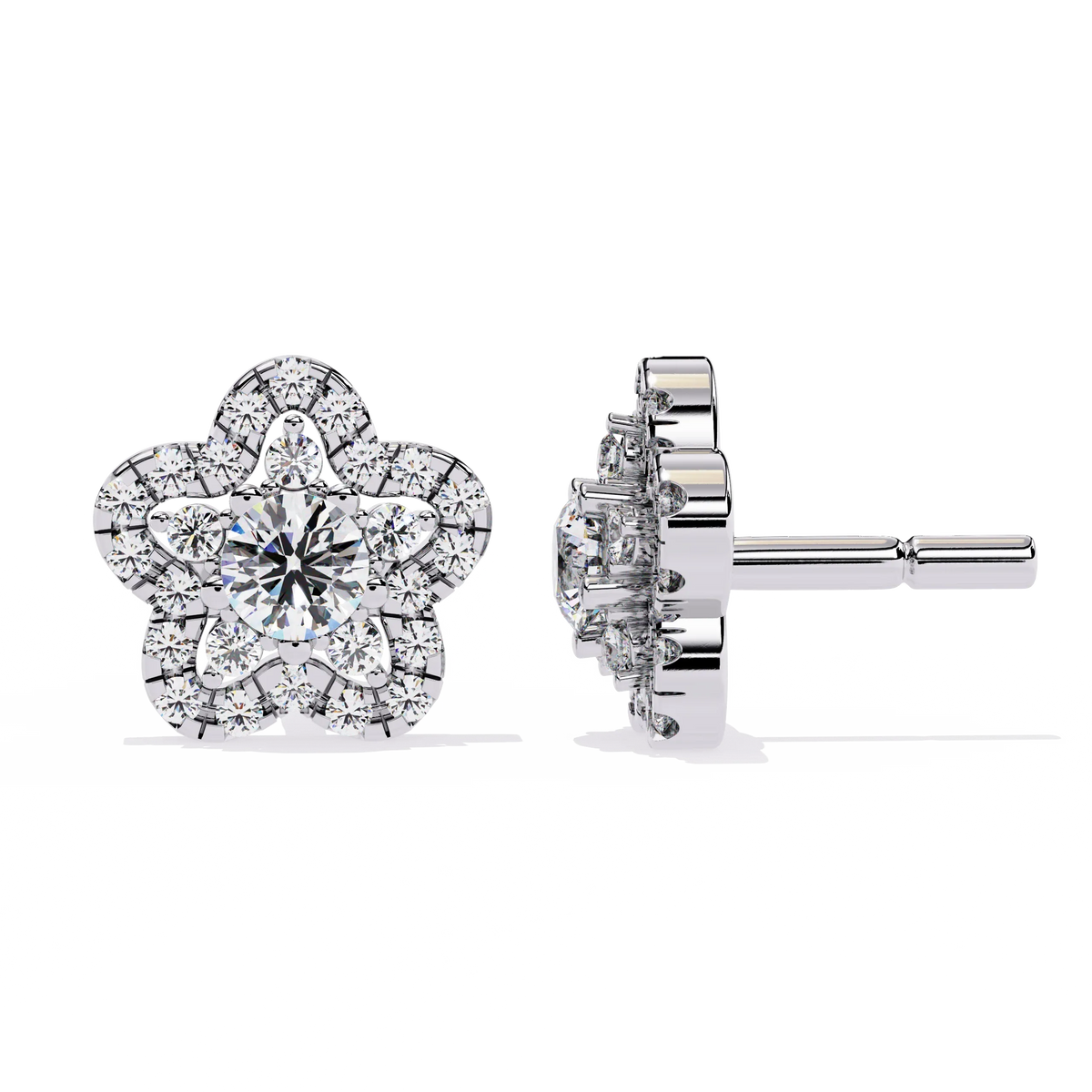 Fleur Halo Cluster Lab Grown Diamond Studs - Ophiratbf