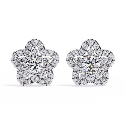 Fleur Halo Cluster Lab Grown Diamond Studs