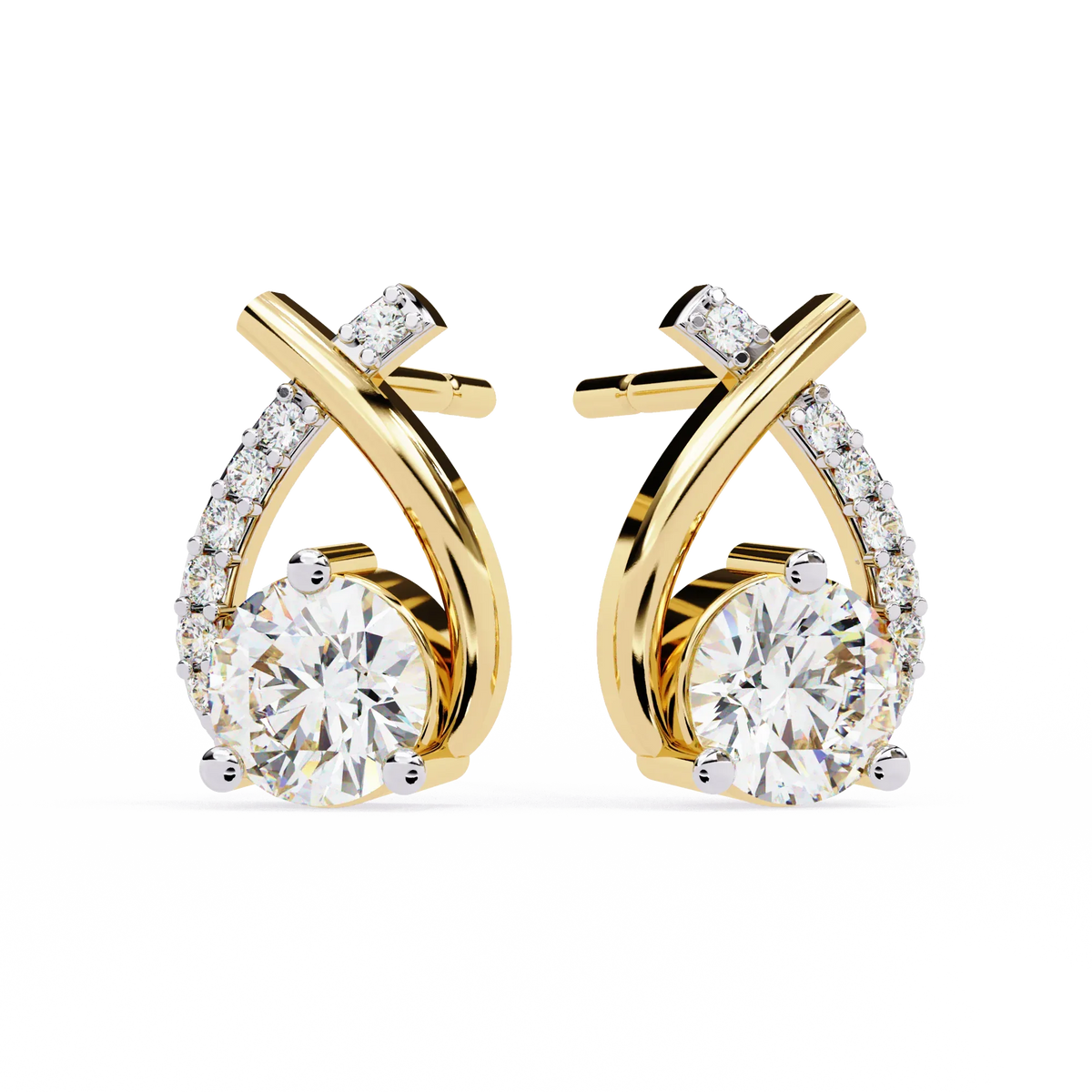 Celeste Bypass Solitaire Lab Grown Diamond Studs - Ophiratbf