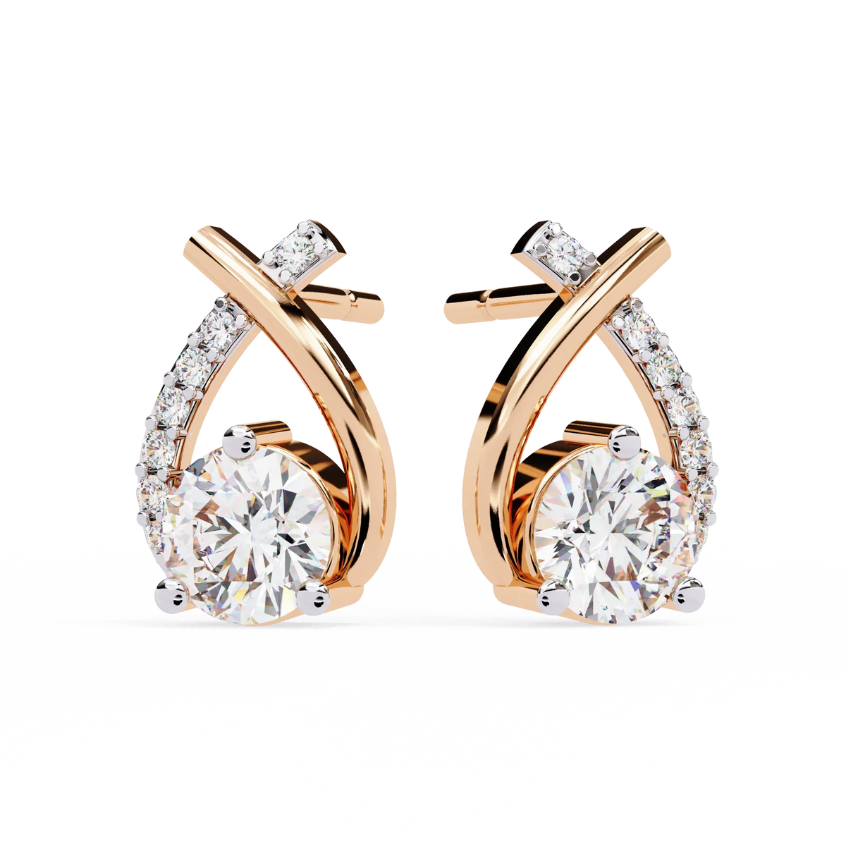 Celeste Bypass Solitaire Lab Grown Diamond Studs - Ophiratbf