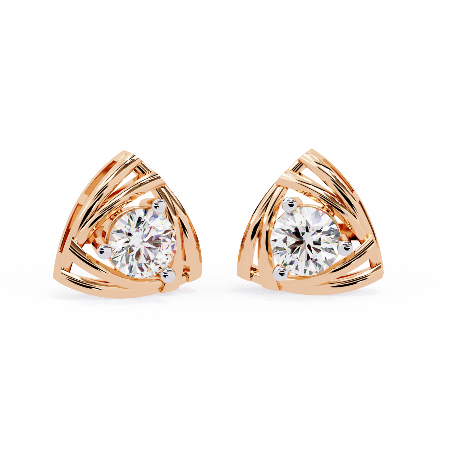 trinity geometric solitaire lab grown diamond studs