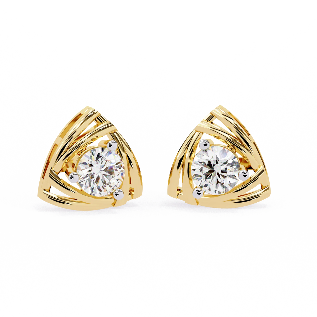 Trinity Geometric Solitaire Lab Grown Diamond Studs - Ophiratbf