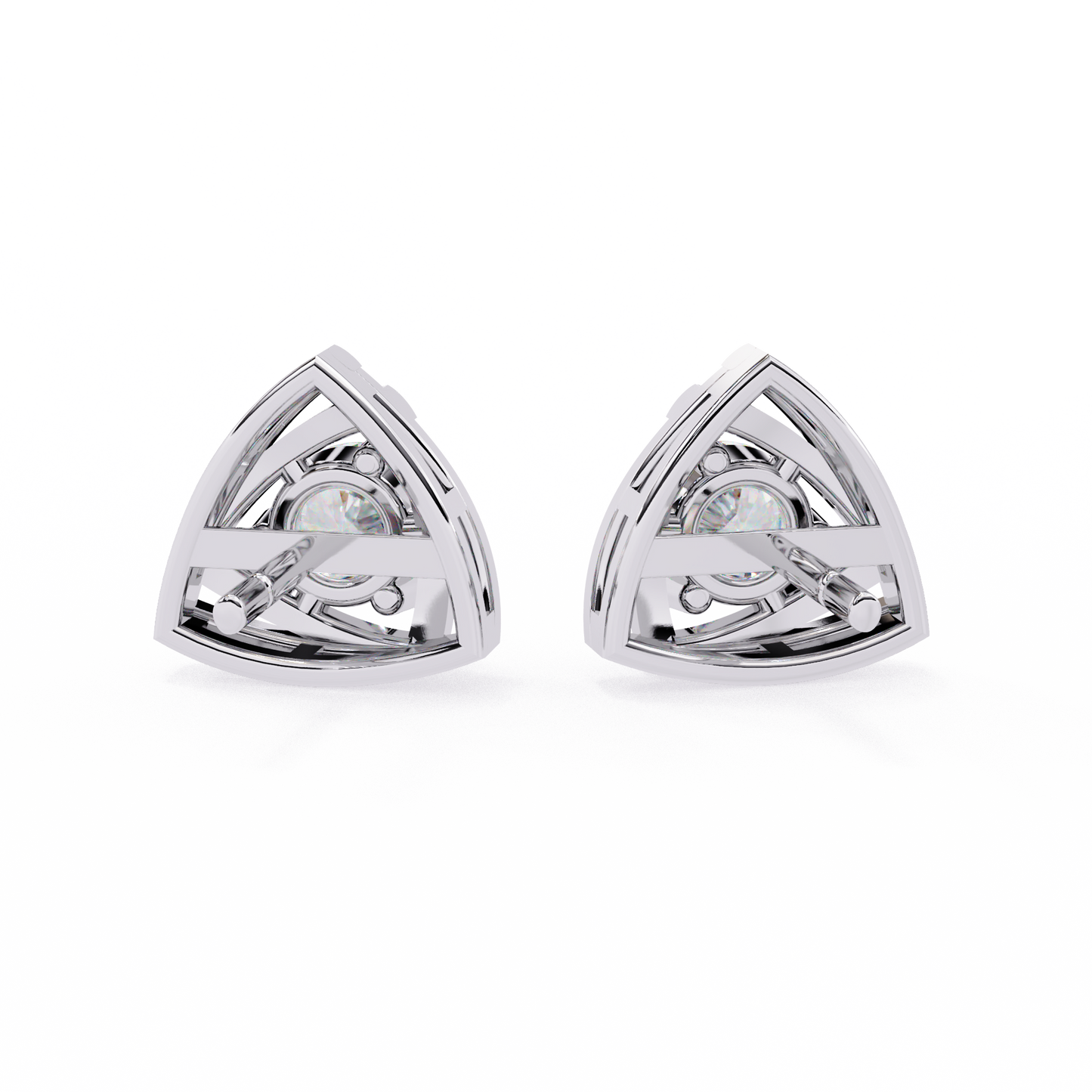 trinity geometric solitaire lab grown diamond studs