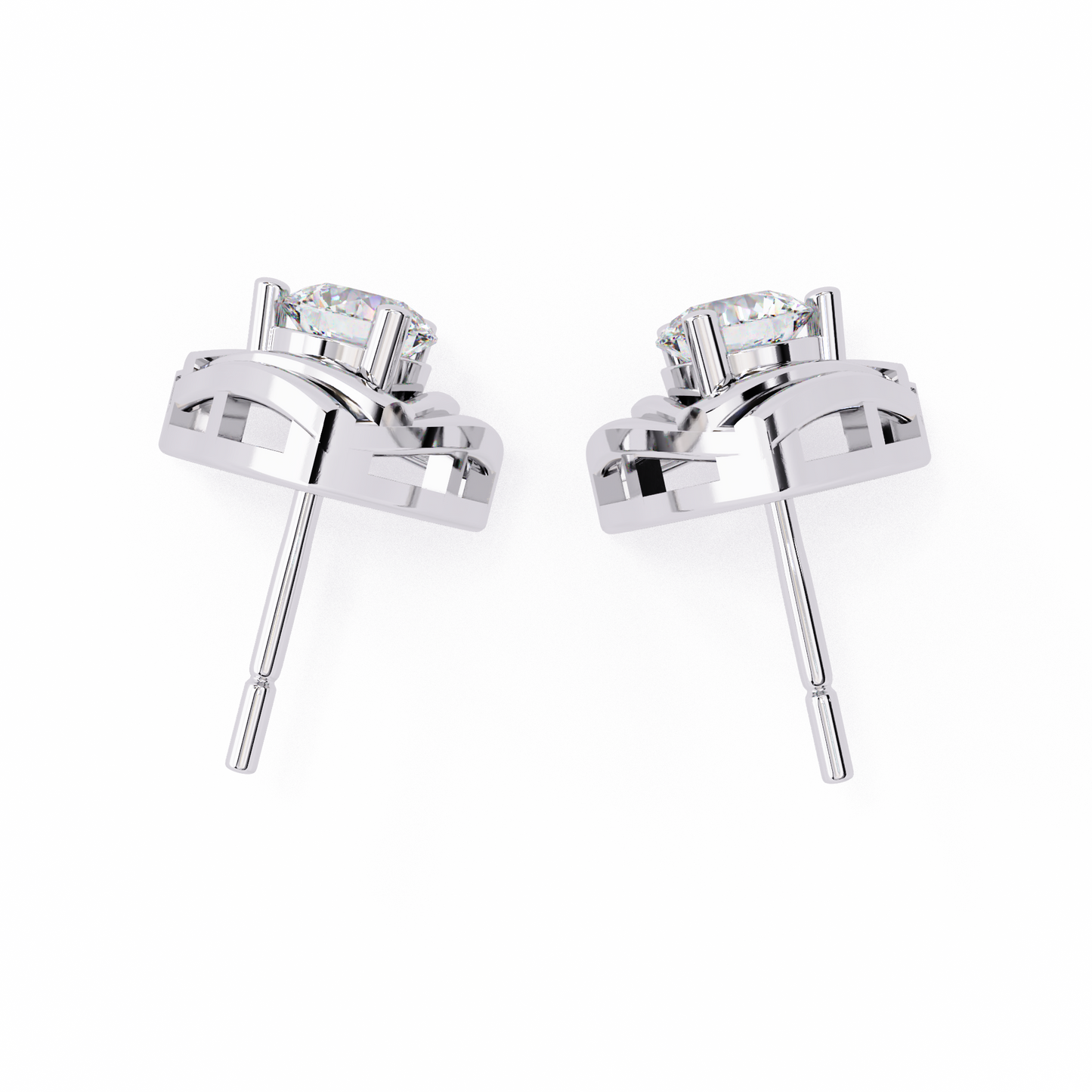 trinity geometric solitaire lab grown diamond studs