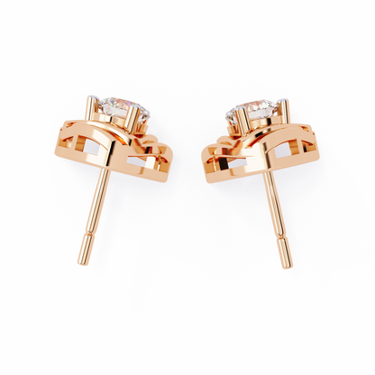 Trinity Geometric Solitaire Lab Grown Diamond Studs