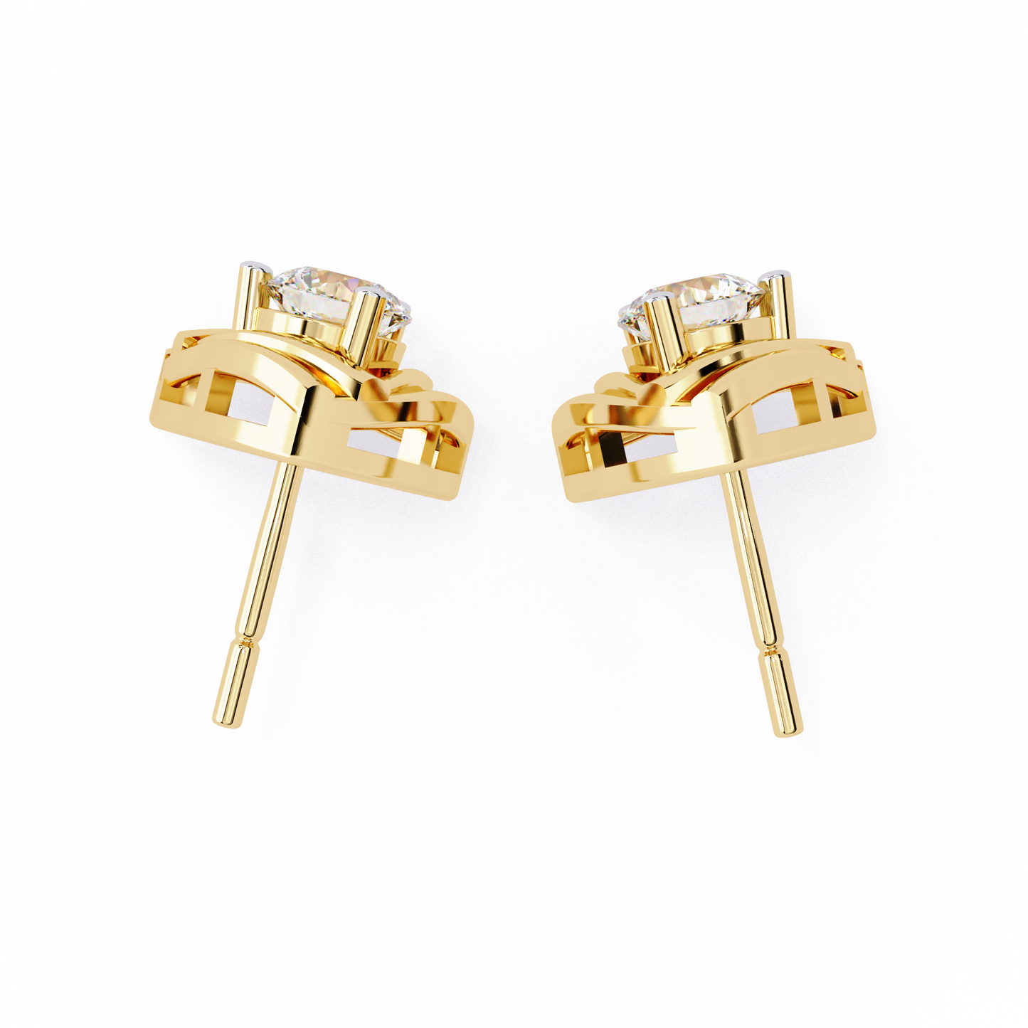 trinity geometric solitaire lab grown diamond studs