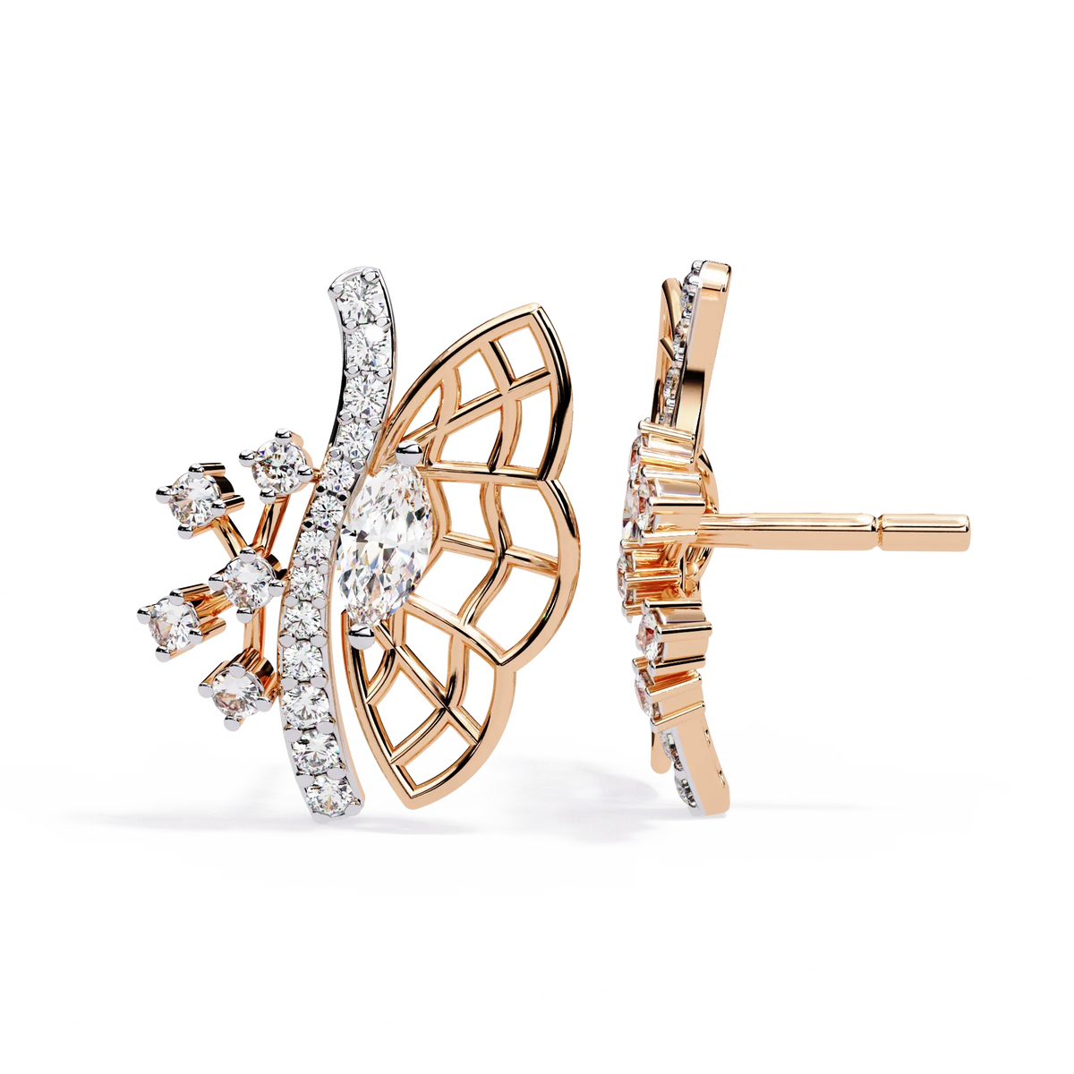 Papillon Marquise Lab Grown Diamond Butterfly Studs - Ophiratbf