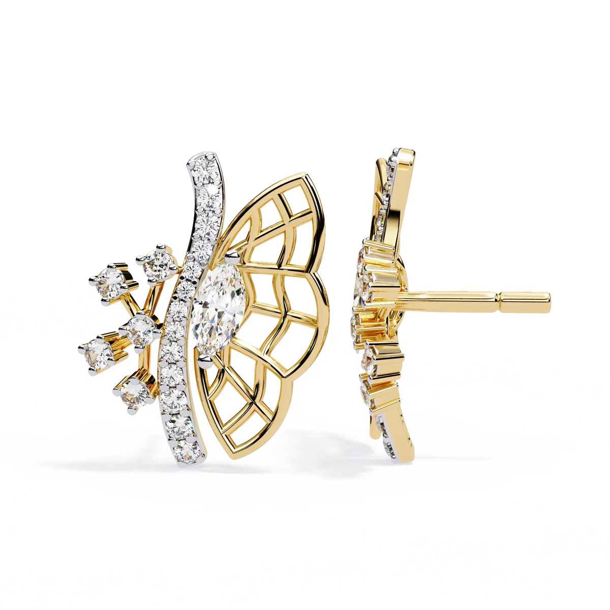 Papillon Marquise Lab Grown Diamond Butterfly Studs - Ophiratbf