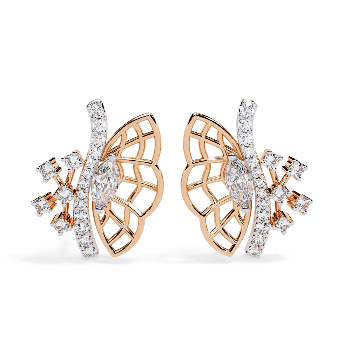 Papillon Marquise Lab Grown Diamond Butterfly Studs - Ophiratbf