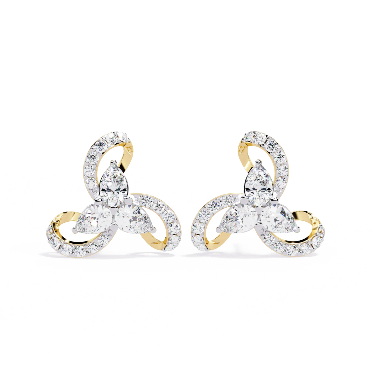 Trinity Swirl Cluster Lab Grown Diamond Studs - Ophiratbf