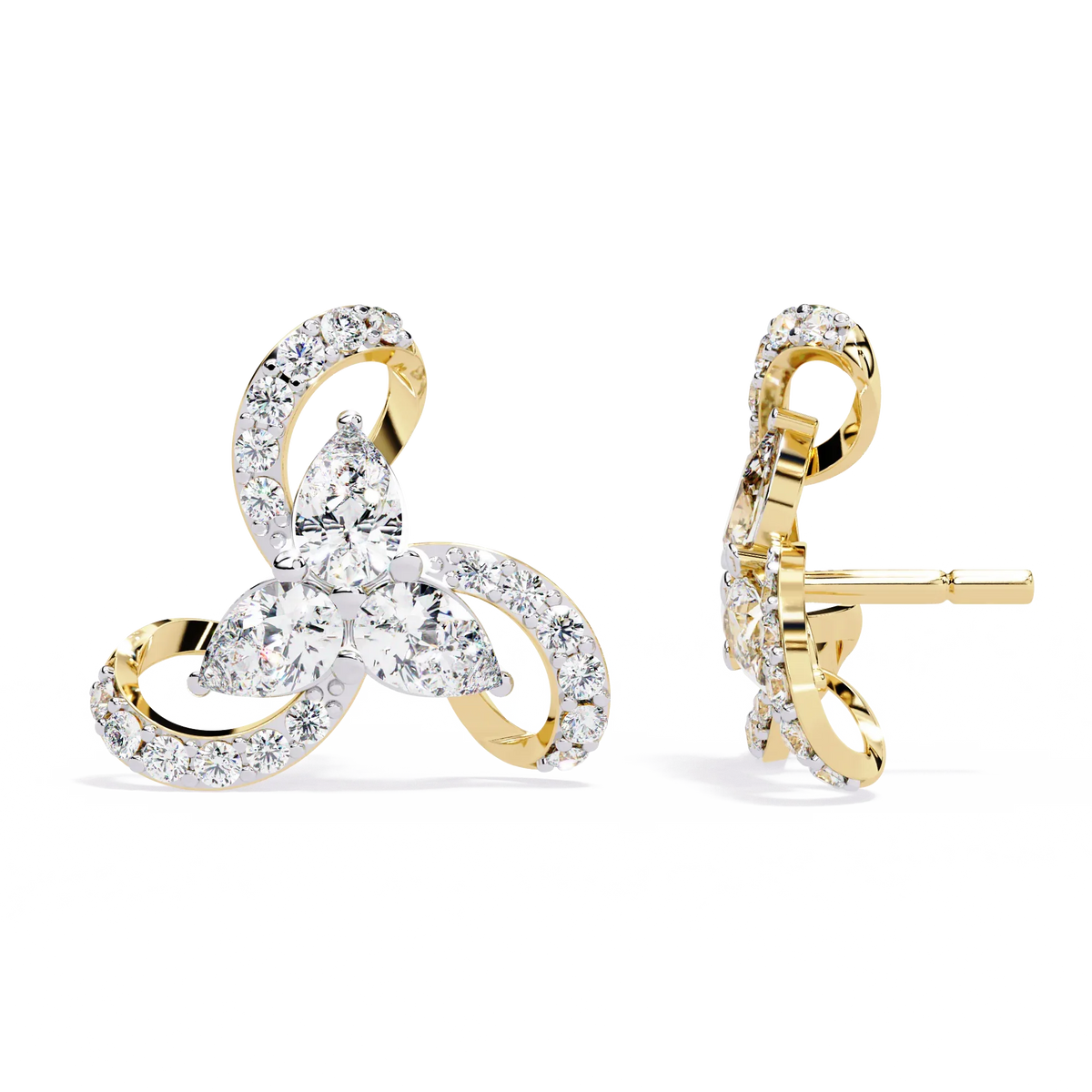 Trinity Swirl Cluster Lab Grown Diamond Studs - Ophiratbf