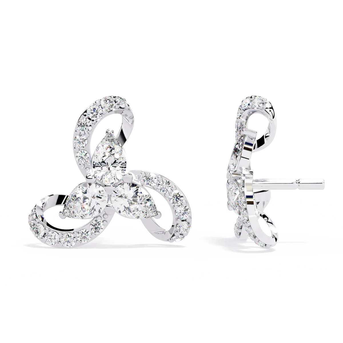 Trinity Swirl Cluster Lab Grown Diamond Studs - Ophiratbf