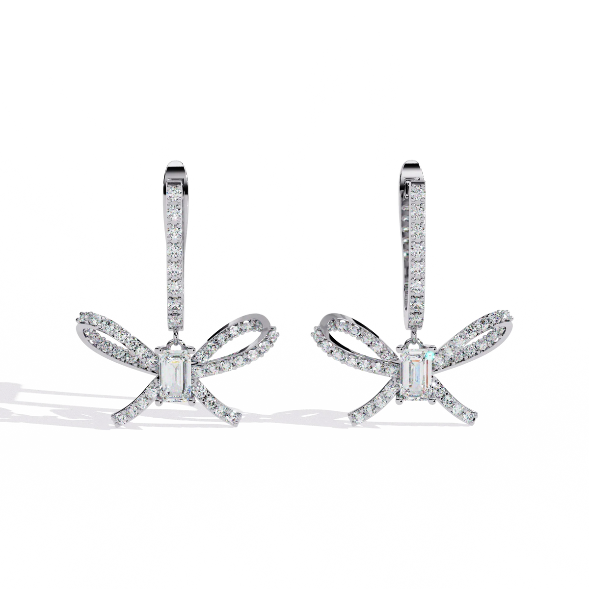 Celestine Bow Drop Emerald Lab Grown Diamond Earrings - Ophiratbf