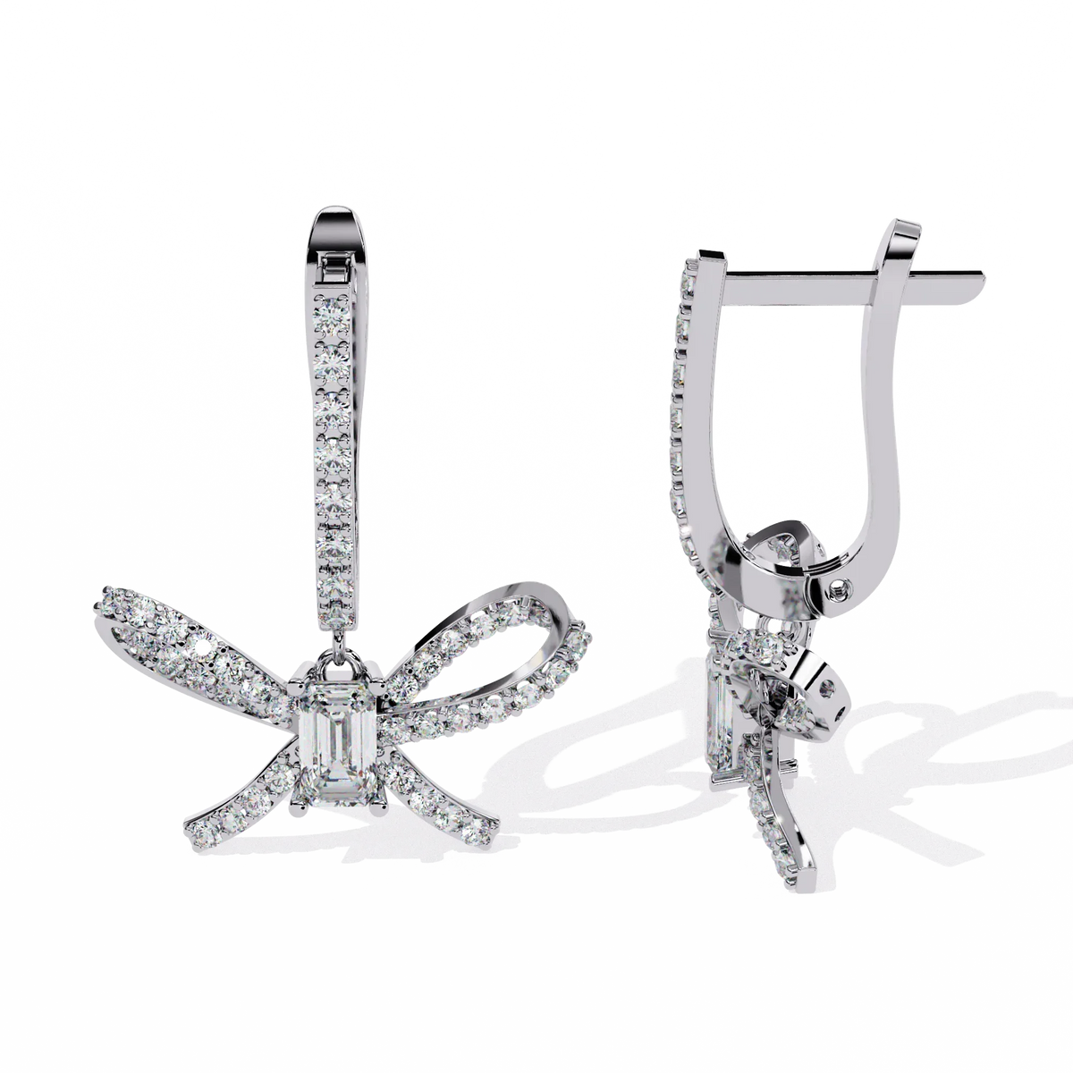 Celestine Bow Drop Emerald Lab Grown Diamond Earrings - Ophiratbf