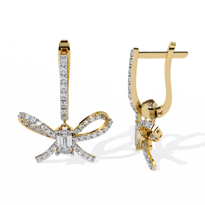 Celestine Bow Drop Emerald Lab Grown Diamond Earrings