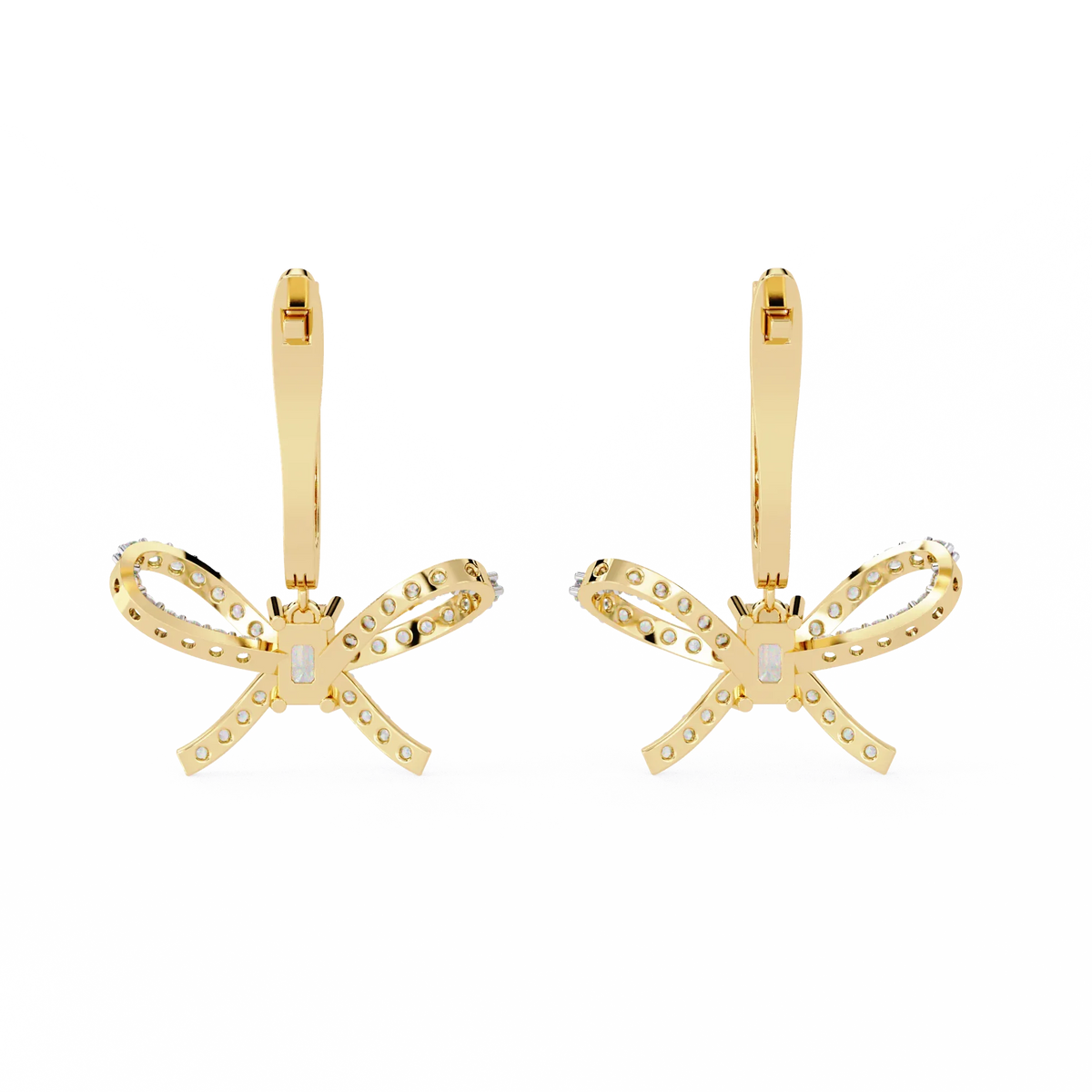 Celestine Bow Drop Emerald Lab Grown Diamond Earrings - Ophiratbf