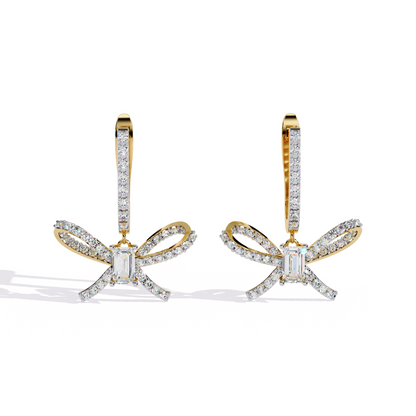 Celestine Bow Drop Emerald Lab Grown Diamond Earrings