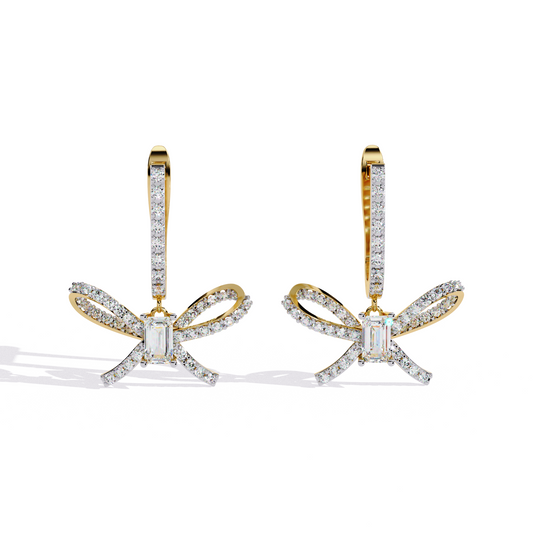 Celestine Bow Drop Emerald Lab Grown Diamond Earrings