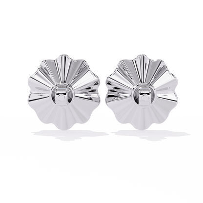 Aurora Fluted Gold Flower Lab Grown Diamond Studs
