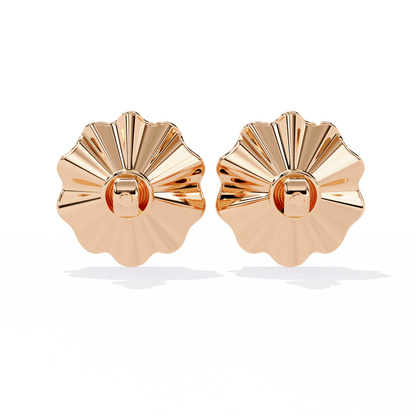 Aurora Fluted Gold Flower Lab Grown Diamond Studs