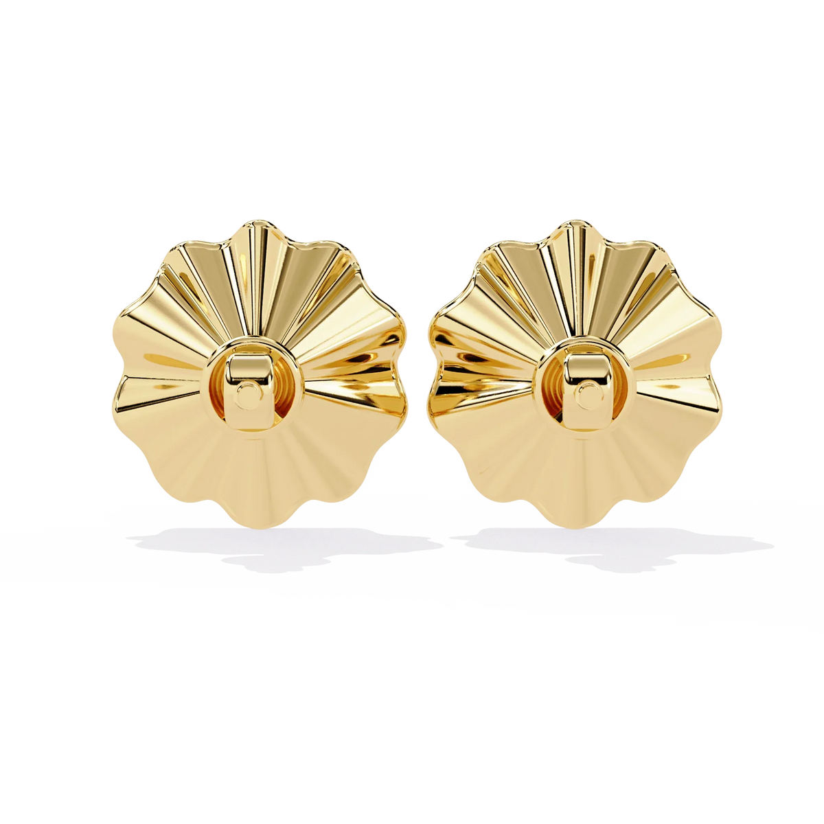 Aurora Fluted Gold Flower Lab Grown Diamond Studs - Ophiratbf