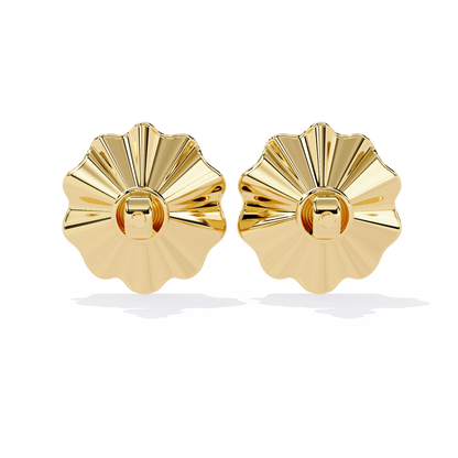Aurora Fluted Gold Flower Lab Grown Diamond Studs