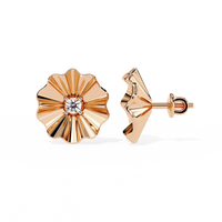 Aurora Fluted Gold Flower Lab Grown Diamond Studs - Ophiratbf