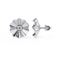 Aurora Fluted Gold Flower Lab Grown Diamond Studs - Ophiratbf