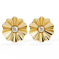 Aurora Fluted Gold Flower Lab Grown Diamond Studs - Ophiratbf