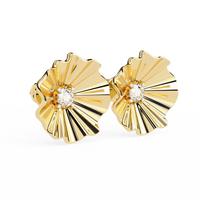 Aurora Fluted Gold Flower Lab Grown Diamond Studs - Ophiratbf