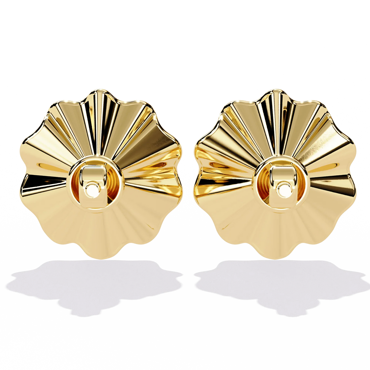 Aurora Fluted Gold Flower Lab Grown Diamond Studs - Ophiratbf