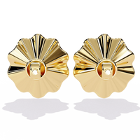 Aurora Fluted Gold Flower Lab Grown Diamond Studs - Ophiratbf