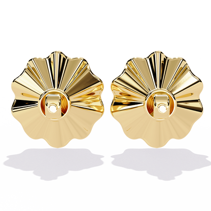Aurora Fluted Gold Flower Lab Grown Diamond Studs