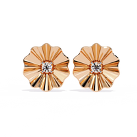 Aurora Fluted Gold Flower Lab Grown Diamond Studs - Ophiratbf