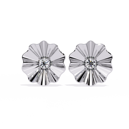 Aurora Fluted Gold Flower Lab Grown Diamond Studs