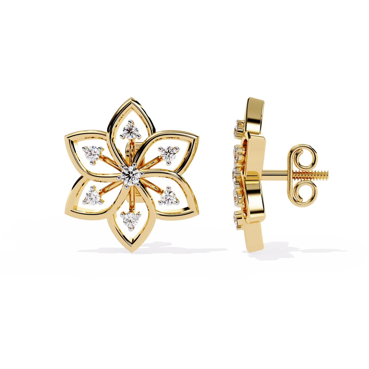 Padma Lotus Lab Grown Diamond Floral Studs - Ophiratbf