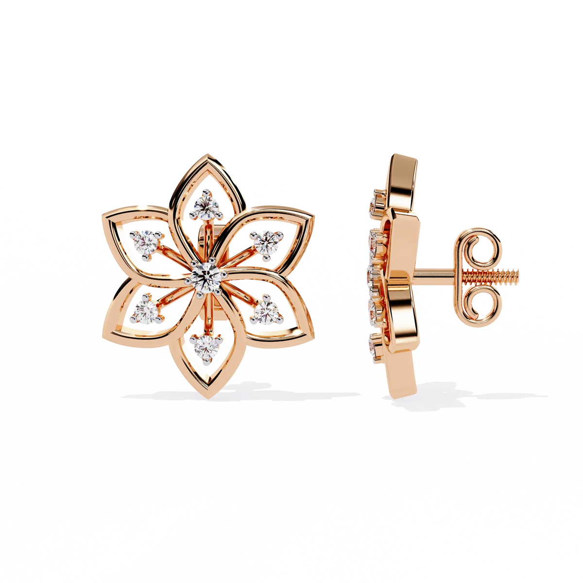 Padma Lotus Lab Grown Diamond Floral Studs - Ophiratbf