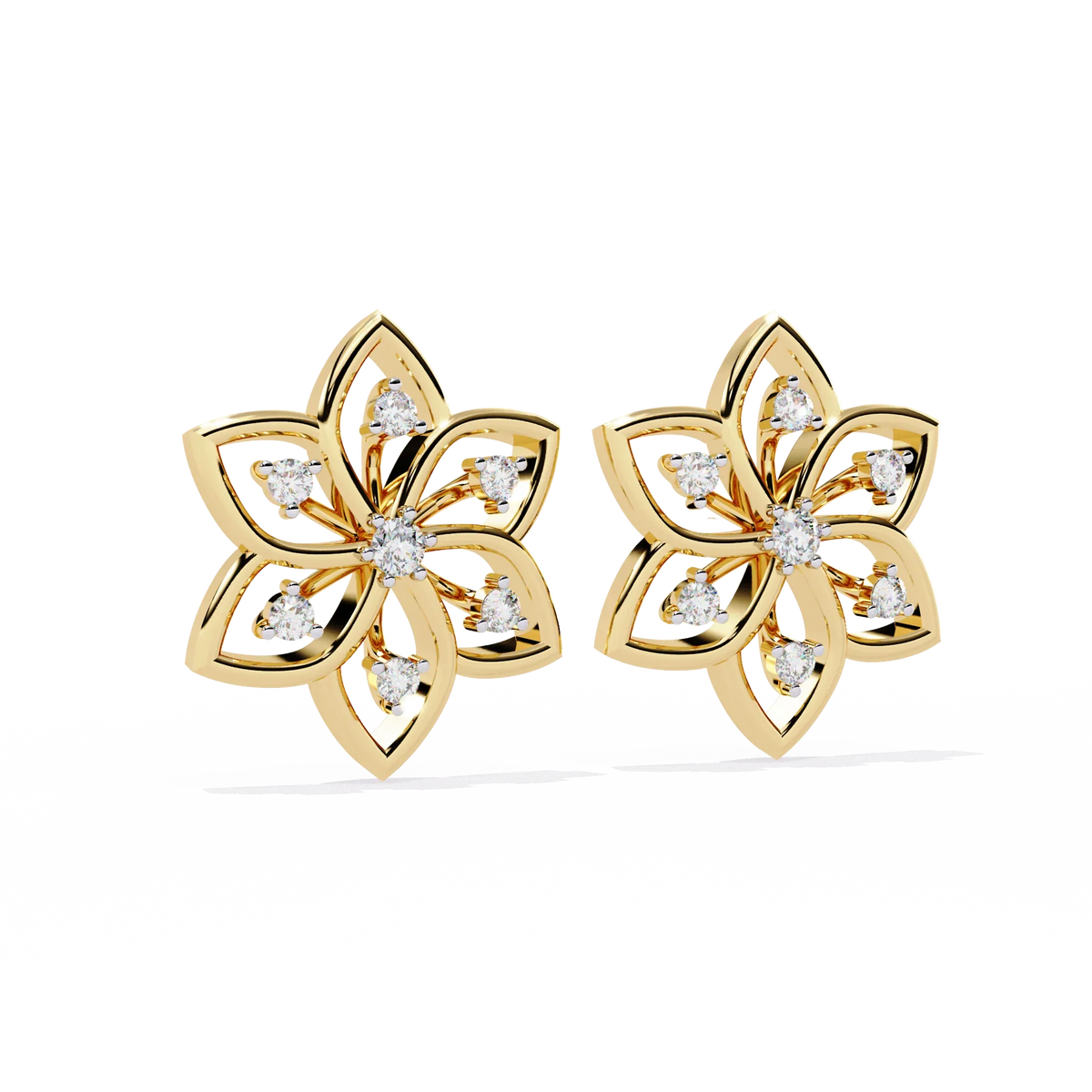 Padma Lotus Lab Grown Diamond Floral Studs - Ophiratbf
